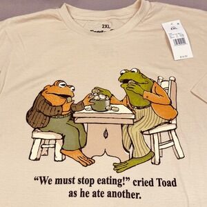 Frog and Toad We Must Stop Eating Graphic T-Shirt Tan XXL 2XL Arnold Lobel New